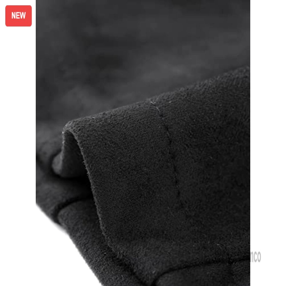 Cropped Faux Suede Jacket Double Breasted Zip Up Vintage Moto Style - Picture 5 of 5